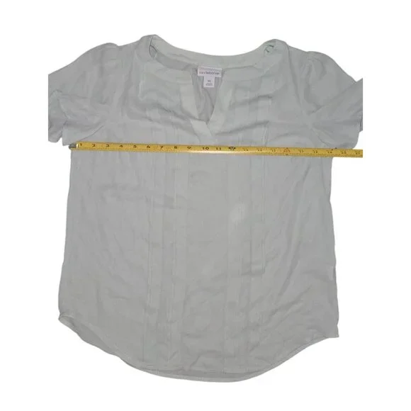 Liz Claiborne Womens Seagreen Pleated Short Sleeve Blouse XS - Picture 7 of 7